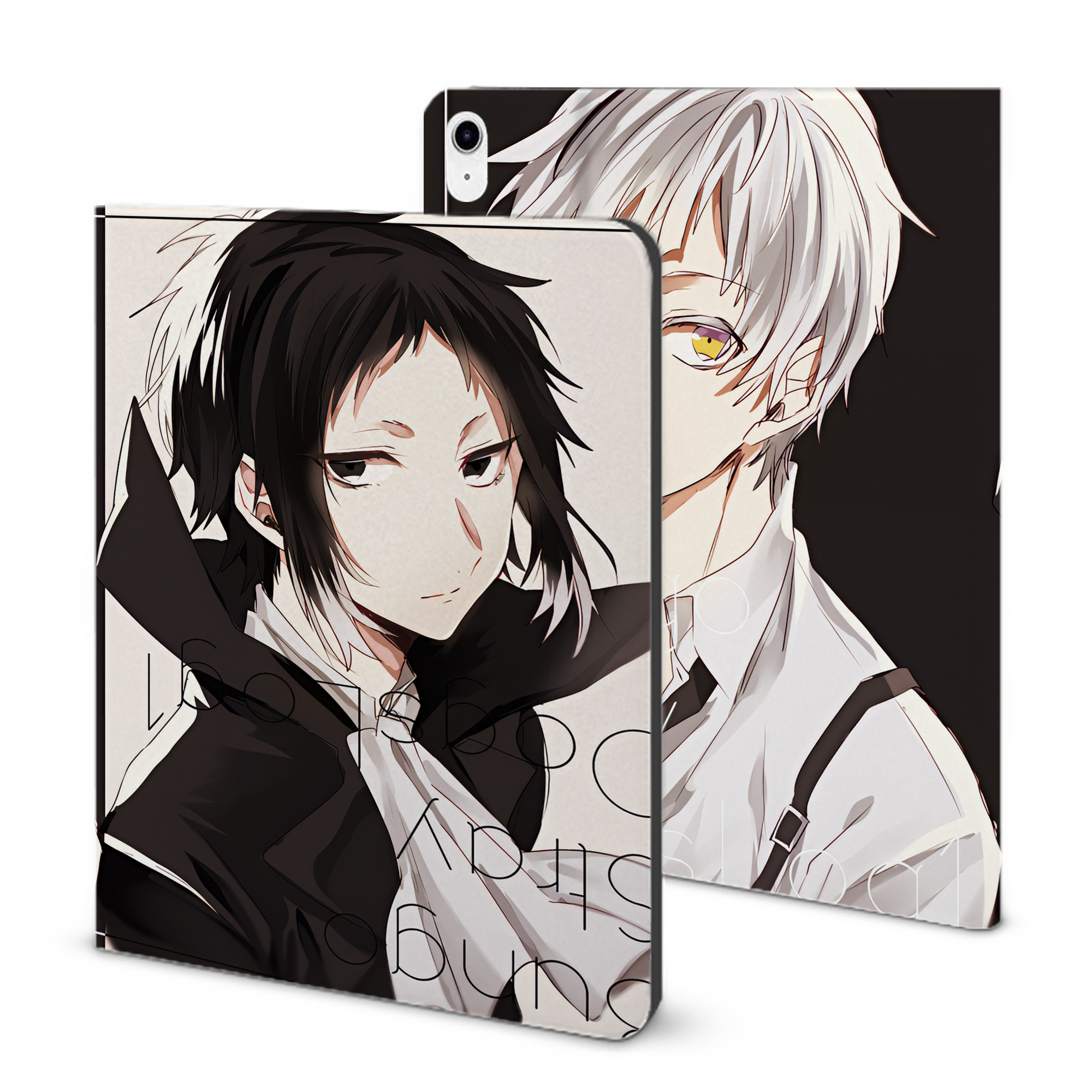 （画像用） 文豪ストレイドッグス Bungo Stray Dogs IPad ケース ブック型 PUレザー TPU 耐衝撃 軽量 薄型 ペン収納なし 全面保護 IPad 各モデル対応